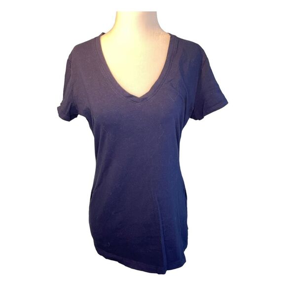Banana Republic Classic V-Neck Tee Navy Blue Knit Short Sleeve Pull-Over S - Picture 3 of 6